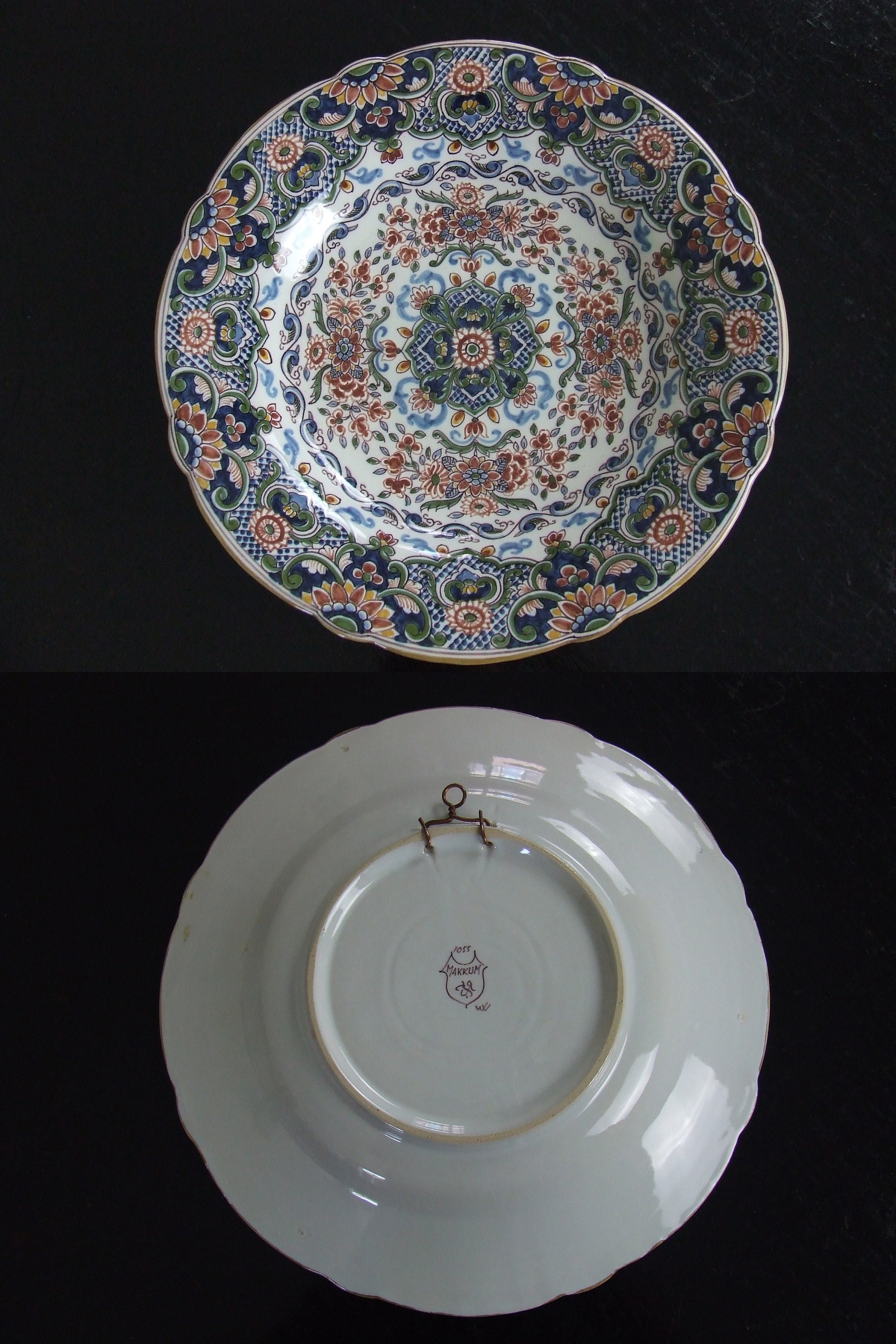 工芸品 Makkum Delft Tichelaar Makkum large handpainted Delft Chinoiserie kraak