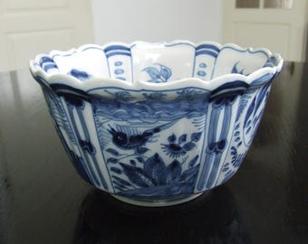 Tichelaar Makkum large handpainted Delft chinoiserie style decorative bowl (tin glaze) --- RESERVED for JACK ---