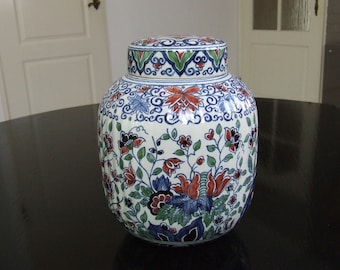 Tichelaar Makkum large sized handpainted Delft style tin glazed covered vase / storage jar - RESERVED for Marcus