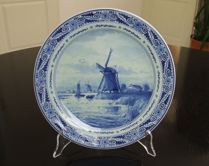 De Porceleyne Fles handpainted Delft blue wall plate with Dutch landscape