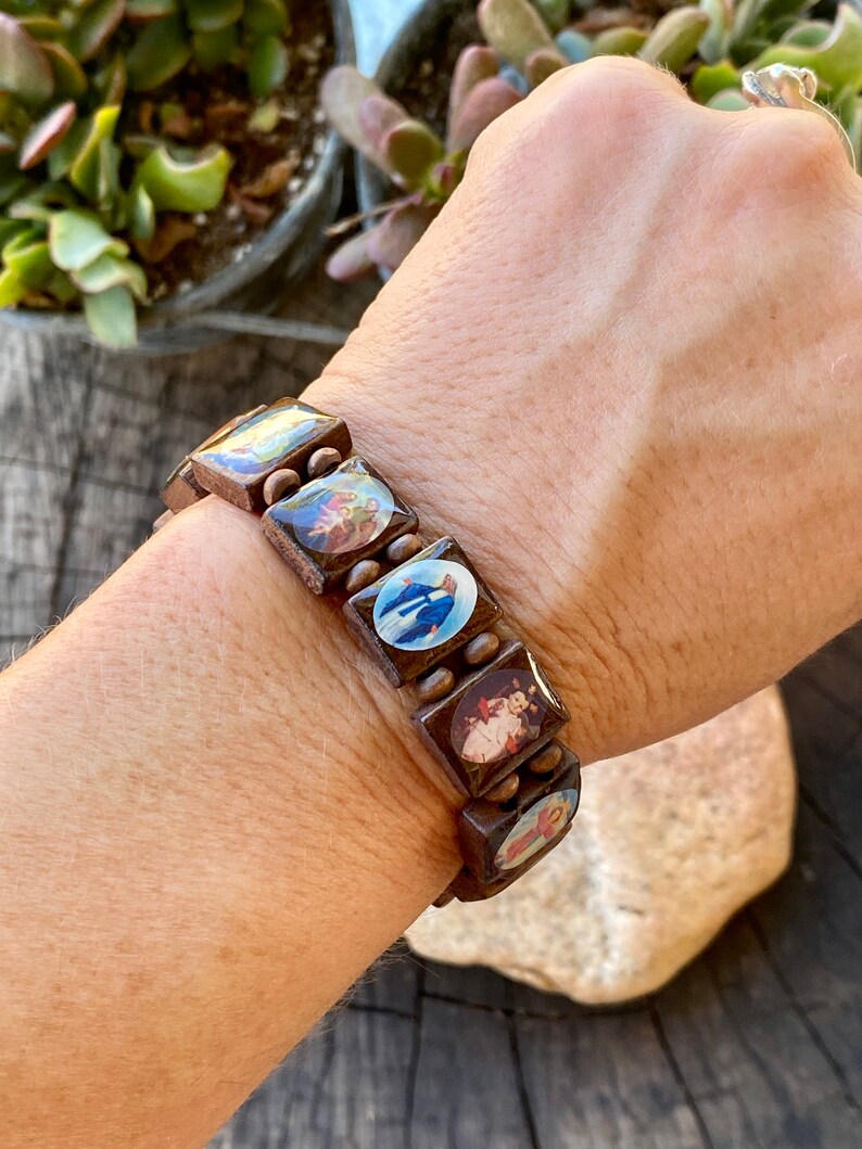 Jesus Saints Bracelet Wood Saints Bracelet Jesus Bracelet Etsy