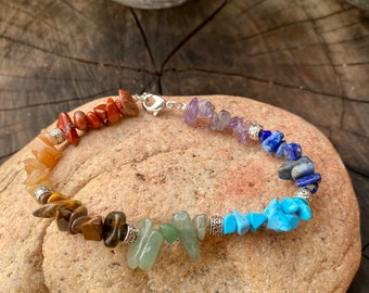 Chakra Stone Bracelet, Natural Gemstone Chakra Bracelet