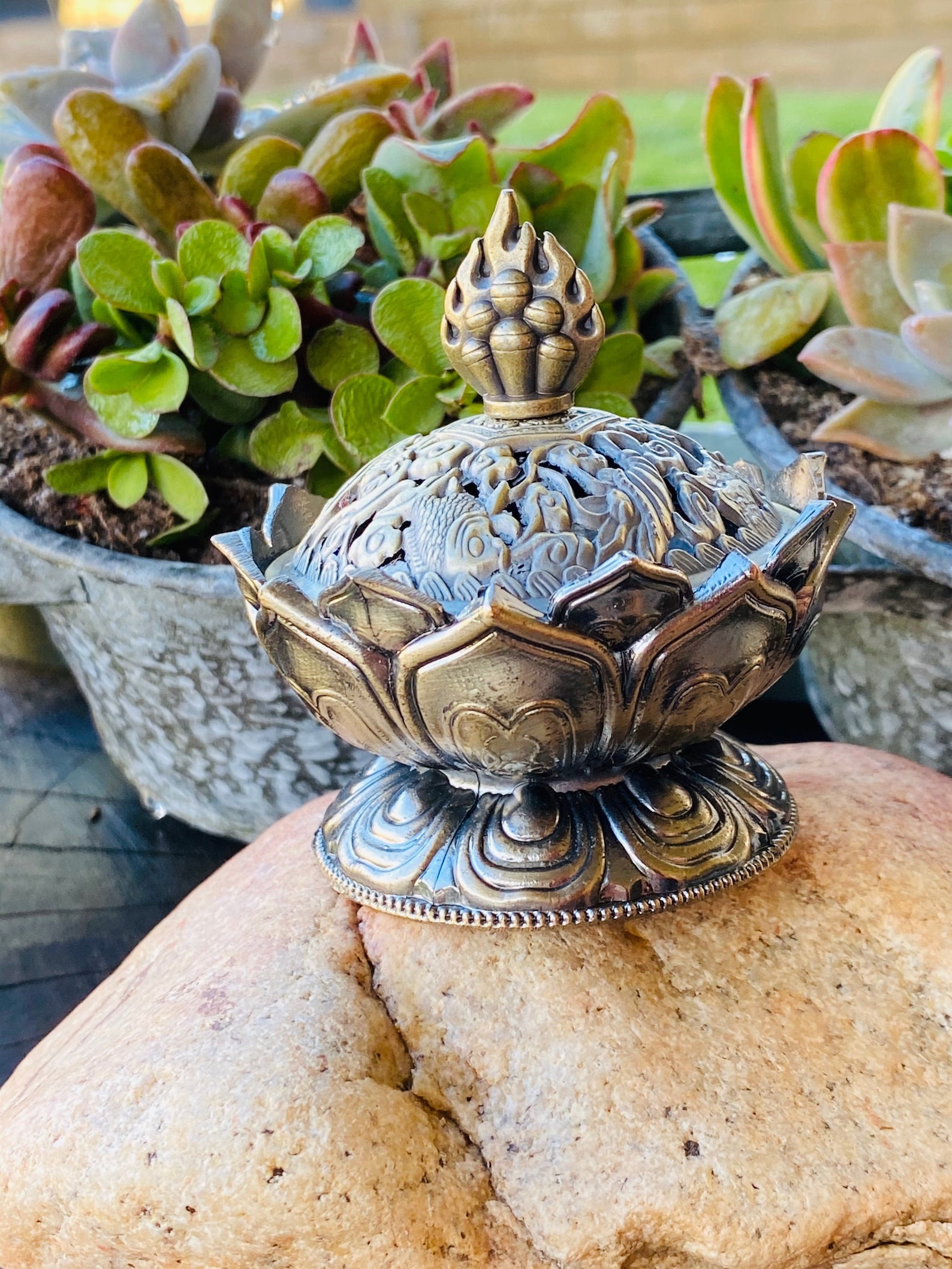 Lotus Flower Incense Burner Copper Dish Chinese Buddha Incense Etsy