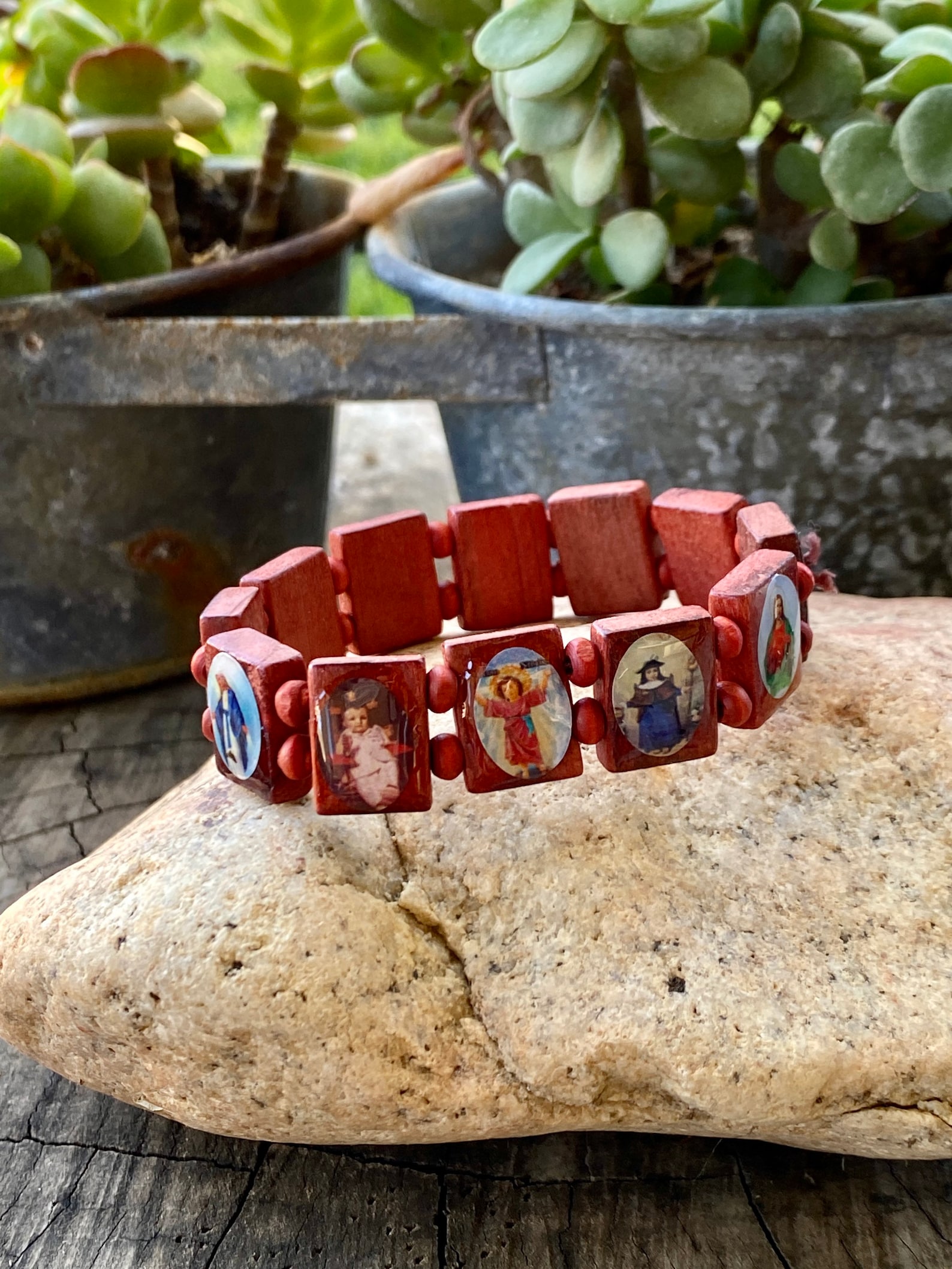 Jesus Saints Bracelet Wood Saints Bracelet Jesus Bracelet Etsy