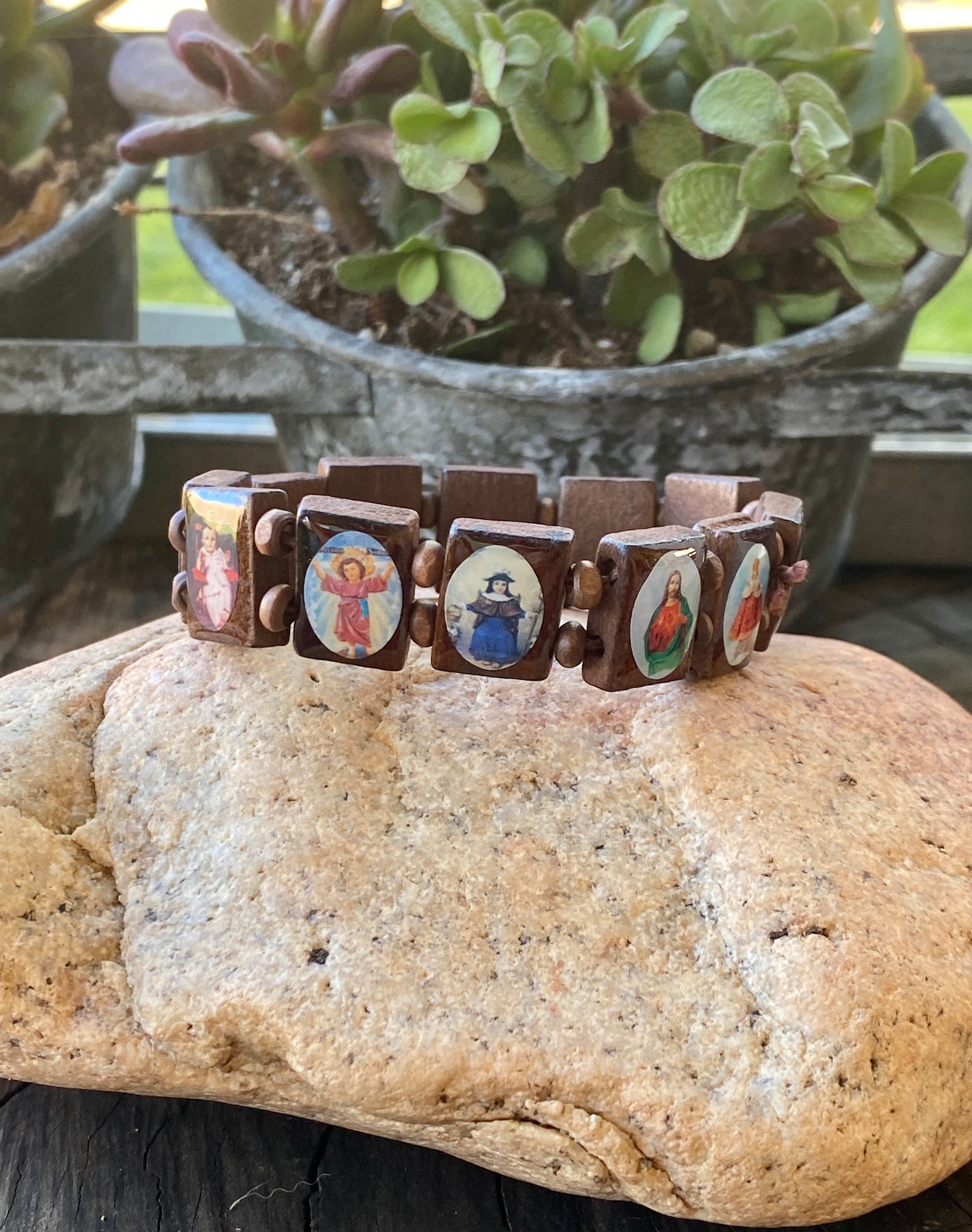 Jesus Saints Bracelet Wood Saints Bracelet Jesus Bracelet Etsy