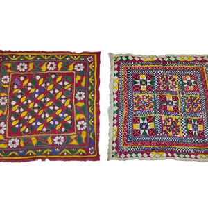 2er-Set Vintage Kutch Tribal Indianer Tapisserie 20 cm x 21 cm, ethnischer Banjara Wandbehang, rustikales Dekor Tapisserie Wandbehang, Vintage Embroide