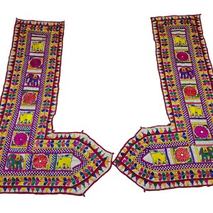 2er-Set Vintage Kutch Tribal Indianer Tapisserie 55 cm x 33 cm, ethnischer Banjara Wandbehang, rustikales Dekor Tapisserie Wandbehang, Vintage Embroide