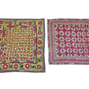 2er-Set Vintage Kutch Tribal Indianer Wandteppich, ethnischer Banjara Wandbehang, rustikales Dekor Tapisserie Wandbehang, Vintage Stickerei