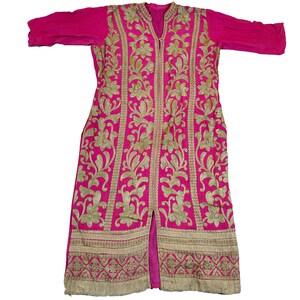 Vestido kurta vintage con bordado y secuencia, estilo indio, informal, con estilo zari, para mujer, estilo étnico, estilo vintage, túnica superior kurti para mujer