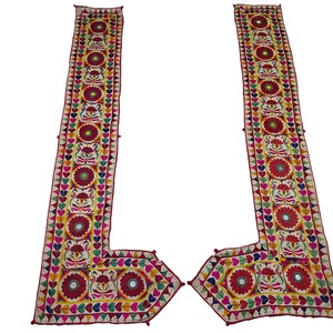 2er-Set Vintage Kutch Tribal Indianer Tapisserie 65 cm x 21 cm, ethnischer Banjara Wandbehang, rustikales Dekor Tapisserie Wandbehang, Vintage Embroide