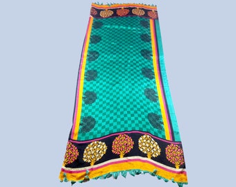 Écharpe indienne vintage antique en tissu brodée à la main Hijab, foulards traditionnels pour femmes, décoration de voile, vintage à la mode Dupatta longue