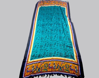 Écharpe indienne vintage antique en tissu brodée à la main Hijab, foulards traditionnels pour femmes, décoration de voile, vintage à la mode Dupatta longue