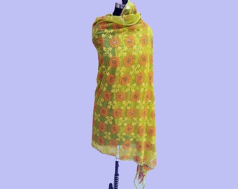 Écharpe indienne vintage antique en tissu brodée à la main Hijab, foulards traditionnels pour femmes, décoration de voile, vintage à la mode Dupatta longue