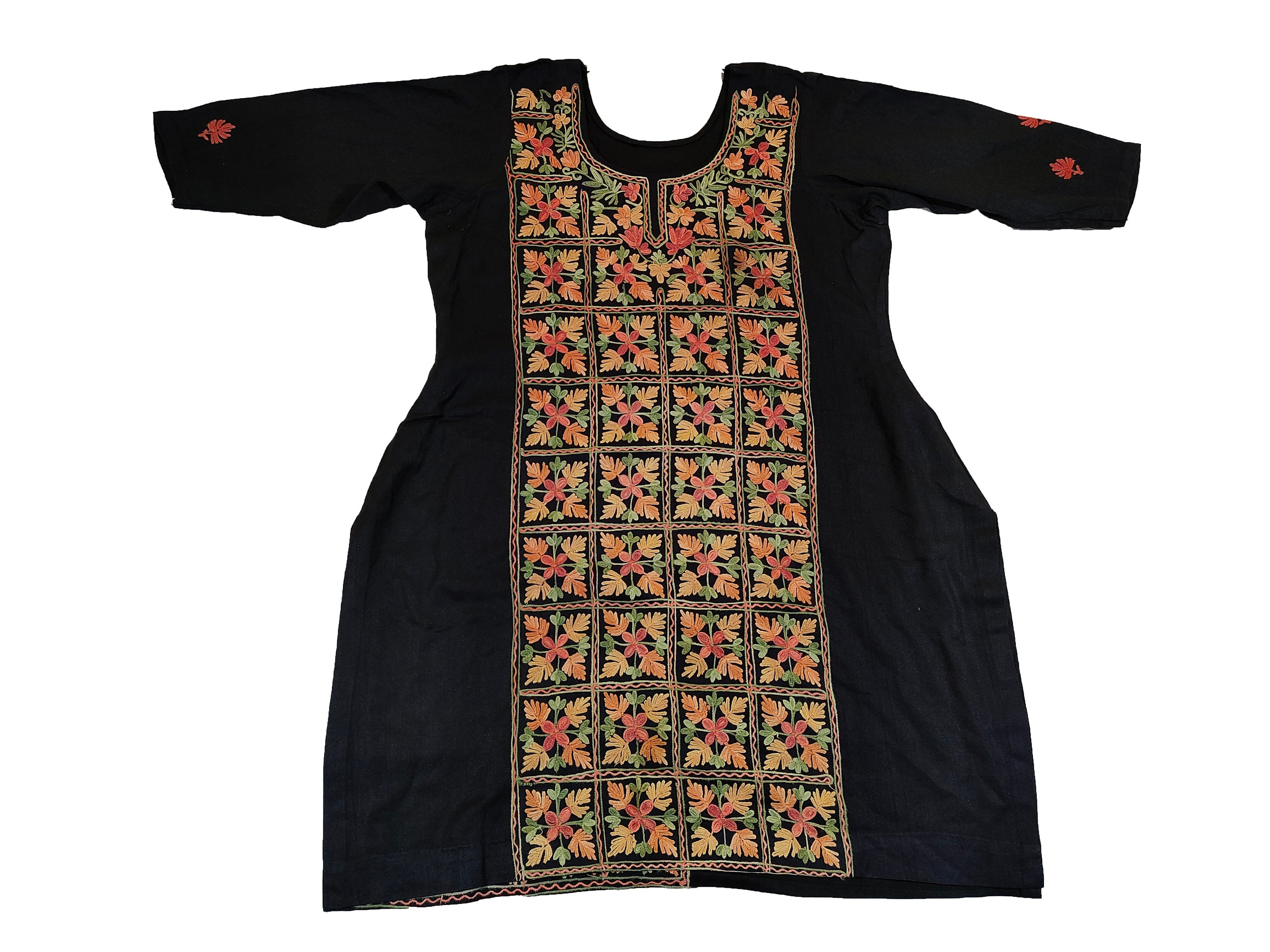 Indian Winter Woolen Kurta Charcoal Grey Embellished Yoke Design Pashmina  Wool Straight Kurta Kashmiri Kurta Indian Long Tunic Kurti - Etsy