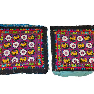 2er-Set Vintage Kutch Tribal Indianer Tapisserie 32 cm x 30 cm, ethnischer Banjara Wandbehang, rustikales Dekor Tapisserie Wandbehang, Vintage Embroide