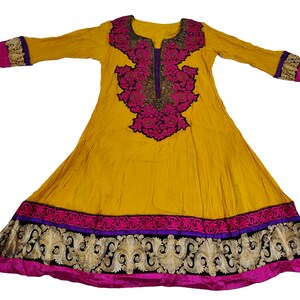 Vestido kurta vintage con bordado y secuencia, estilo indio, informal, con estilo zari, para mujer, estilo étnico, estilo vintage, túnica superior kurti para mujer