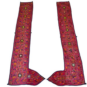 2er-Set Vintage Kutch Tribal Indianer Tapisserie 60 cm x 18 cm, ethnischer Banjara Wandbehang, rustikales Dekor Tapisserie Wandbehang, Vintage Embroide