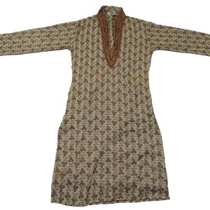 Vestido kurta vintage con bordado y secuencia, estilo indio, informal, con estilo zari, para mujer, estilo étnico, estilo vintage, túnica superior kurti para mujer