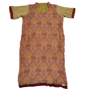 Vestido kurta vintage con bordado y secuencia, estilo indio, informal, con estilo zari, para mujer, estilo étnico, estilo vintage, túnica superior kurti para mujer