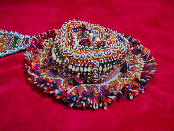 Banjara cap, hat, topi, Vintage Banjara Tribal Ku… - image 3