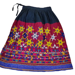 vintage kuchi collectible mirror rabari banjara tribal ethnic belly dance skirt,Hand embroidered heavy cotton skirt flared Indian banjara