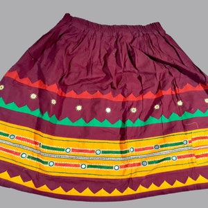 vintage kuchi collectible mirror rabari banjara tribal ethnic belly dance skirt,Hand embroidered heavy cotton skirt flared Indian banjara