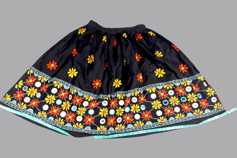 vintage kuchi collectible mirror rabari banjara tribal ethnic belly dance skirt,Hand embroidered heavy cotton skirt flared Indian banjara