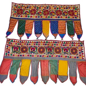 2er-Set Vintage Kutch Tribal Indianer Tapisserie 44 cm x 23 cm, ethnischer Banjara Wandbehang, rustikales Dekor Tapisserie Wandbehang, Vintage Embroide