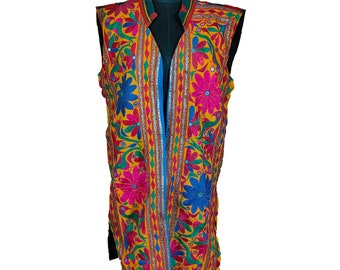 Banjara sleeveless jackets unisex kutchi Multi color embroidered, Indian Antique banjara Ethnic Handmade Jacket Vintage hand Embroidery Work