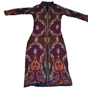 Vestido kurta vintage con bordado y secuencia, estilo indio, informal, con estilo zari, para mujer, estilo étnico, estilo vintage, túnica superior kurti para mujer