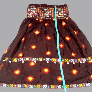 vintage kuchi collectible mirror rabari banjara tribal ethnic belly dance skirt,Hand embroidered heavy cotton skirt flared Indian banjara