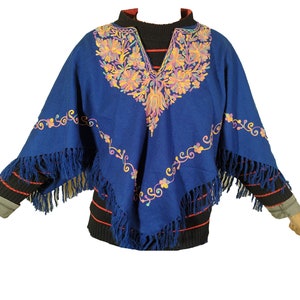 Woolen Kashmiri Poncho , Cape, Bohemian Poncho, Embroidered Poncho , winter wear  , aari embroidered , woolen poncho , Floral Women Poncho