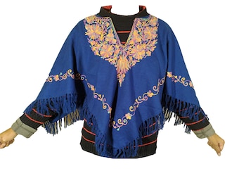 Woolen Kashmiri Poncho , Cape, Bohemian Poncho, Embroidered Poncho , winter wear  , aari embroidered , woolen poncho , Floral Women Poncho