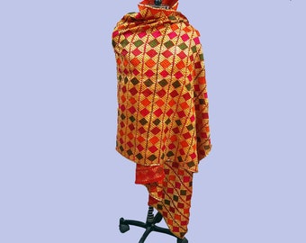 Écharpe indienne vintage antique en tissu brodée à la main Hijab, foulards traditionnels pour femmes, décoration de voile, vintage à la mode Dupatta longue
