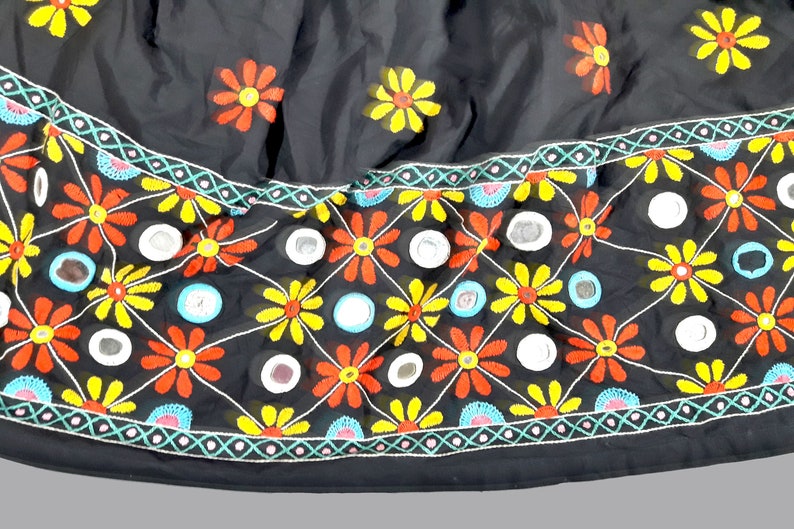 vintage kuchi collectible mirror rabari banjara tribal ethnic belly dance skirt,Hand embroidered heavy cotton skirt flared Indian banjara