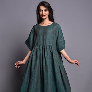 Linen maxi shift dress sales