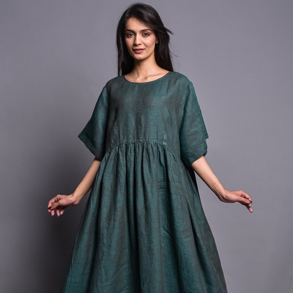 Lockeres Maxikleid, langes Leinenkleid, viktorianisches Kleid, Boho-Kleidung, Etuikleid, Boho-Maxikleider, individuelles Kleid in Übergröße