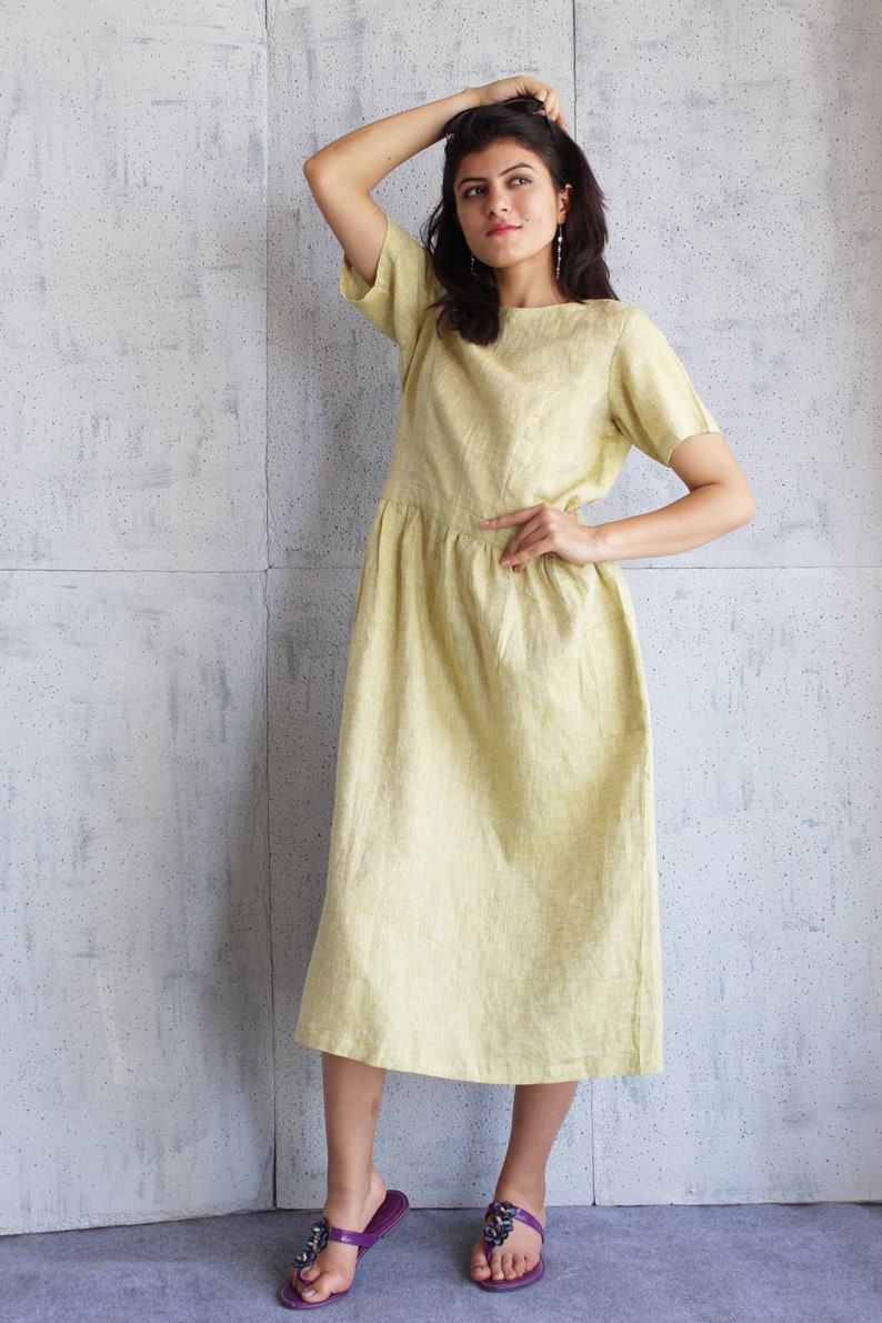 Linen Loose fitting Maxi Dress Linen Lounge wear Washed Etsy