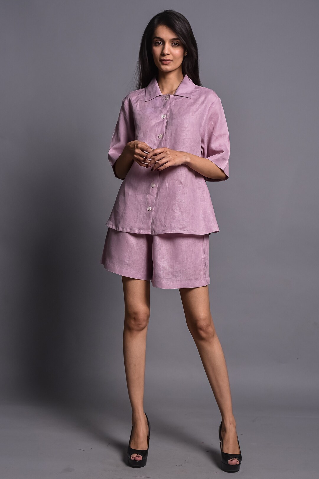 Linen Two Piece Set Linen PAJAMA SET Linen Culotte Linen Etsy