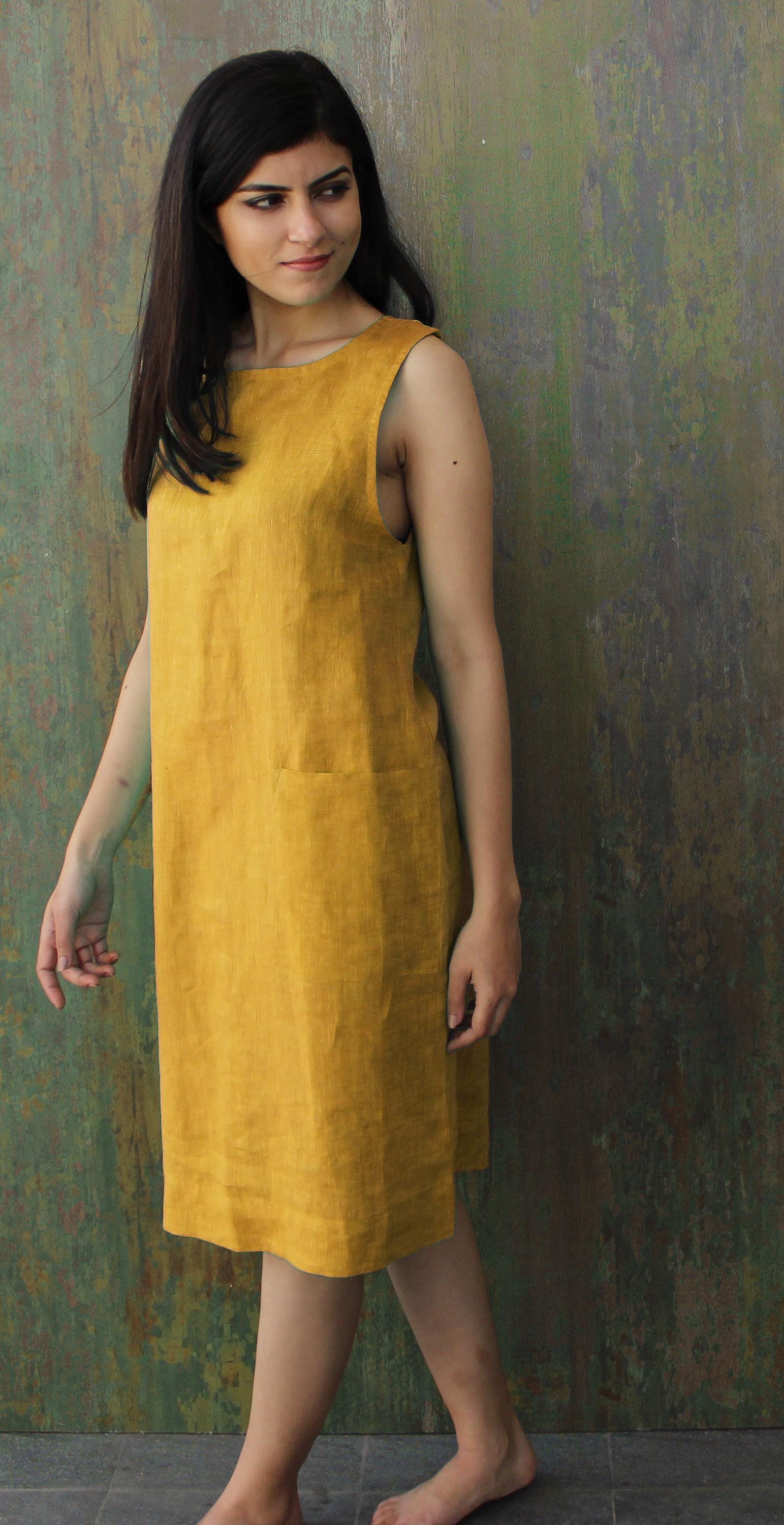 Linen Midi Shift Dress With Pockets - Sleeveless Boho Summer Dress - Etsy