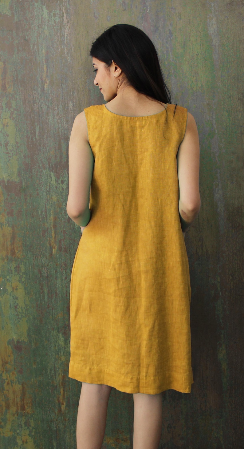 Linen Midi Shift Dress With Pockets - Sleeveless Boho Summer Dress - Etsy