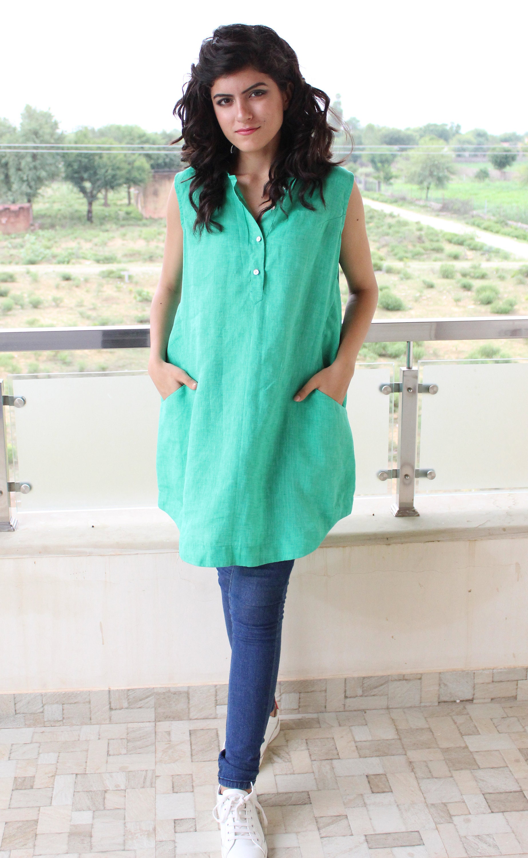 Linen Casual Dress Linen dress Washed linen Linen tunic Etsy