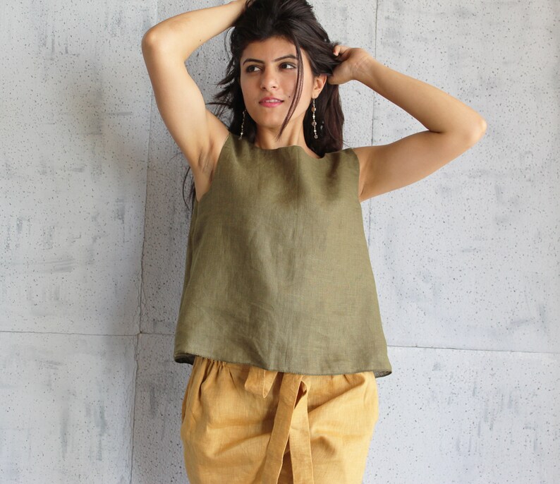 Linen Top, Sleeveless Linen Tank Top, Washed Linen, Summer Top, Linen Blouse, Linen natural top, Linen relaxed top, Simple linen top image 2