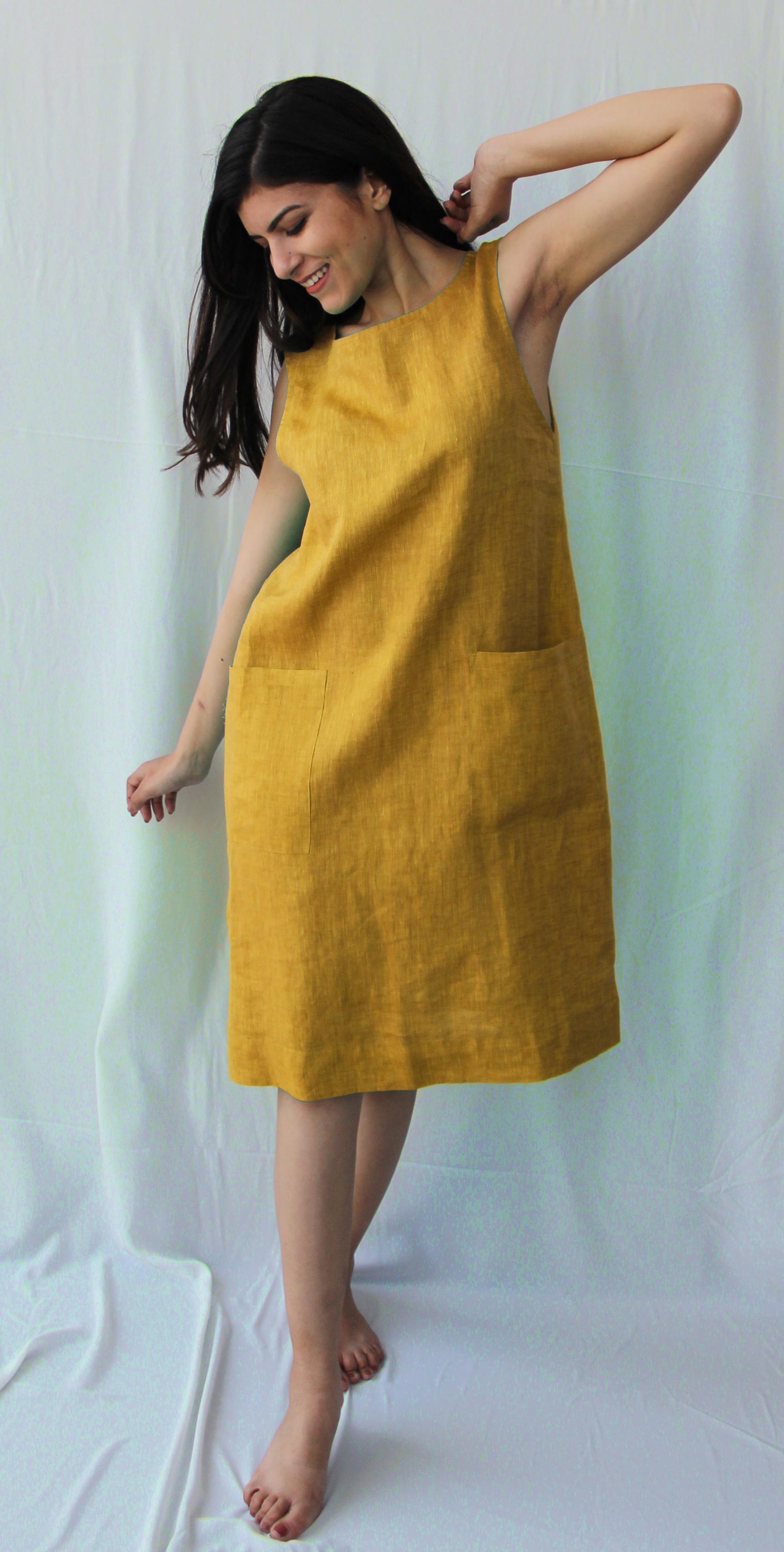 Linen Midi Shift Dress With Pockets - Sleeveless Boho Summer Dress - Etsy