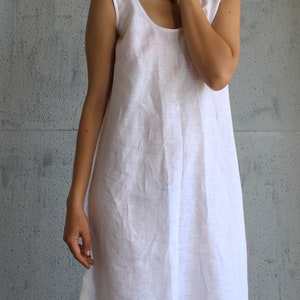 Pure Linen Tunic Dress , Sleeveless Linen Tunic Dress, Relaxed Fit, Gift for Her, holiday Dress, Custom Dress, Flax Linen Dress image 2