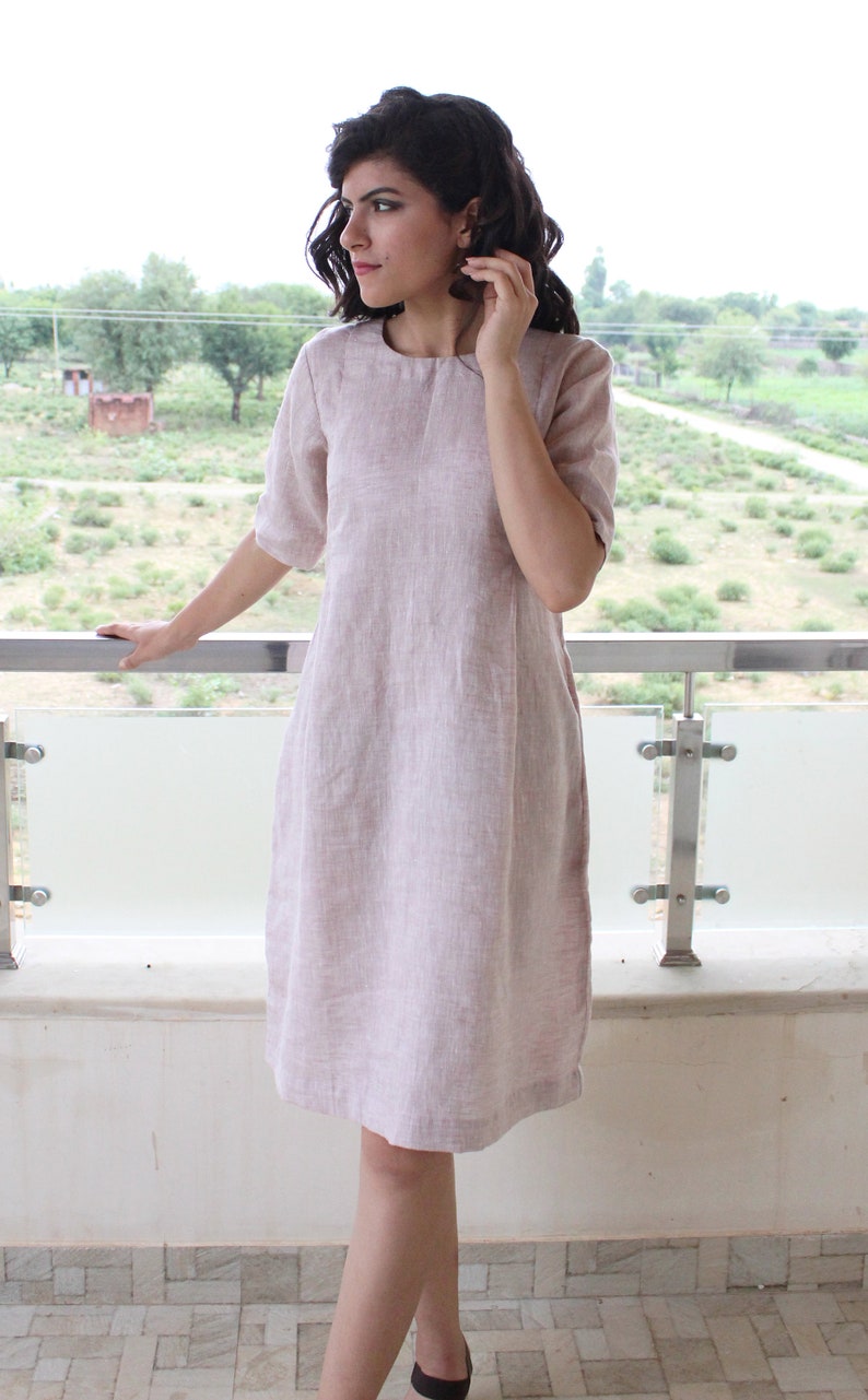 Pure Linen Linen Tunic Dress Washed Linen Tunic Flax Dress Etsy