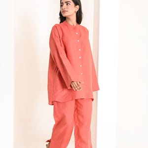 Linen Two-Piece Set: Oversized Shirt & Trousers - Eco-Friendly Summer Outfit