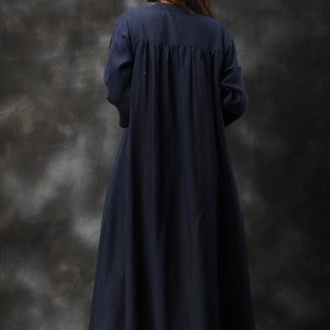 Linen Kimono, Long Linen Dress, Linen Maxi Dress, Handmade Clothing, Linen Shirt Dress, Blue Dress, vintage dress, Plus size clothing image 4