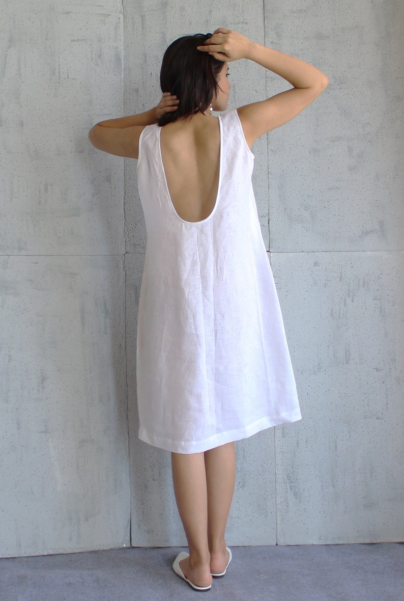 Pure Linen Tunic Dress , Sleeveless Linen Tunic Dress, Relaxed Fit, Gift for Her, holiday Dress, Custom Dress, Flax Linen Dress image 1