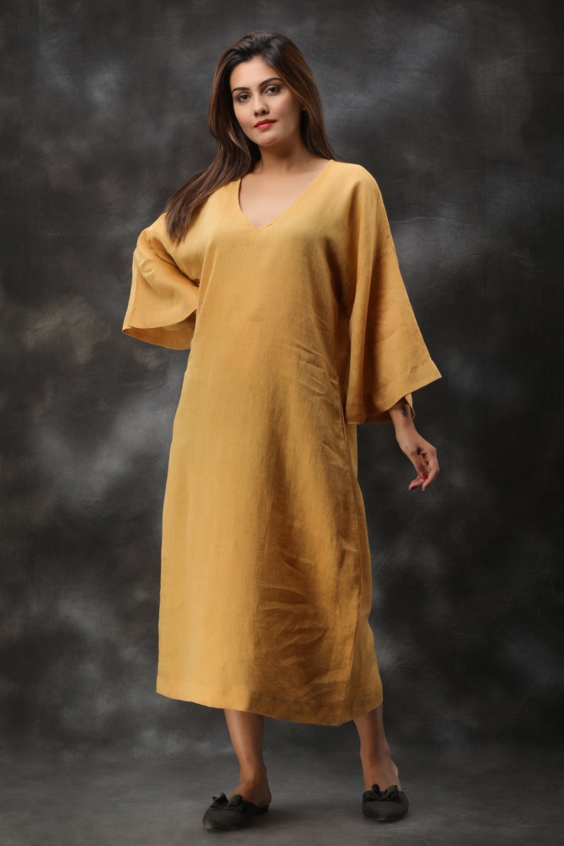 Maternity Dress Plus Size Maxi Dress Shift Dress Amber Yellow Dress Loose Linen Dress Oversized Dress Maxi Dress